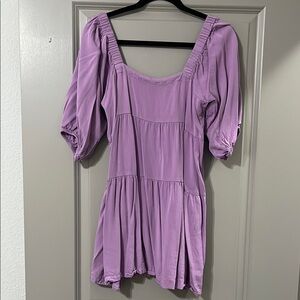 Purple bubble sleeve dress